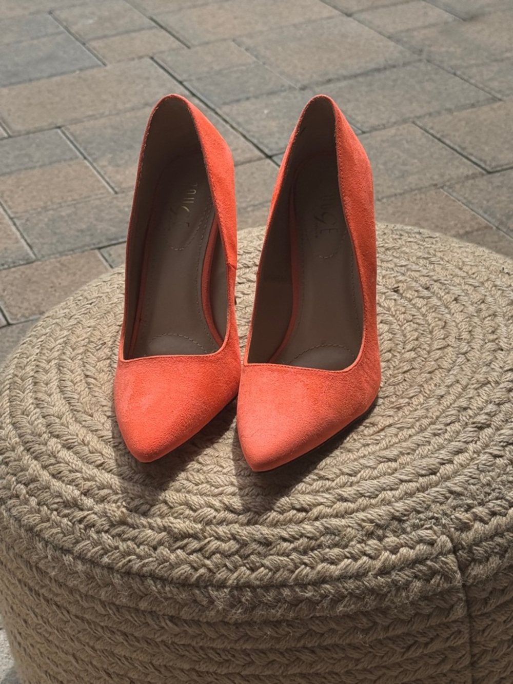 Women’s Orange Pointed-Toe Suede Pumps